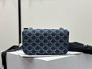Fortok Celine Chain Shoulder Bag Claude In Denim With Triomphe All-Over 20.5x11.5x4cm - 2