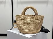 Fortok Celine Triomphe Panier Tote Bag in Raffia and Tan Leather 23x22x23cm - 6