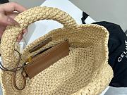 Fortok Celine Triomphe Panier Tote Bag in Raffia and Tan Leather 23x22x23cm - 4