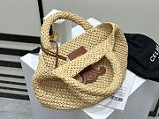 Fortok Celine Triomphe Panier Tote Bag in Raffia and Tan Leather 23x22x23cm - 3