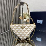Fortok Prada Symbole Leather Fabric Bag Beige and White 1BC176 26x16x13cm - 1