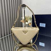 Fortok Prada Symbole Leather Fabric Bag Beige and White 1BC176 26x16x13cm - 4