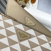 Fortok Prada Symbole Leather Fabric Bag Beige and White 1BC176 26x16x13cm - 5