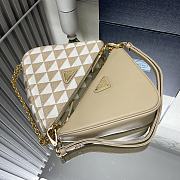 Fortok Prada Symbole Leather Fabric Bag Beige and White 1BC176 26x16x13cm - 6