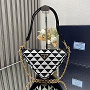 Fortok Prada Symbole Leather Fabric Bag Black and White 1BC176 26x16x13cm - 1