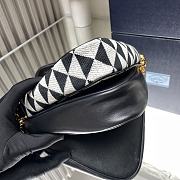Fortok Prada Symbole Leather Fabric Bag Black and White 1BC176 26x16x13cm - 5