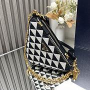Fortok Prada Symbole Leather Fabric Bag Black and White 1BC176 26x16x13cm - 3