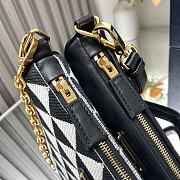 Fortok Prada Symbole Leather Fabric Bag Black and White 1BC176 26x16x13cm - 4