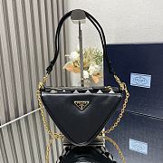 Fortok Prada Symbole Leather Fabric Bag Black and White 1BC176 26x16x13cm - 2