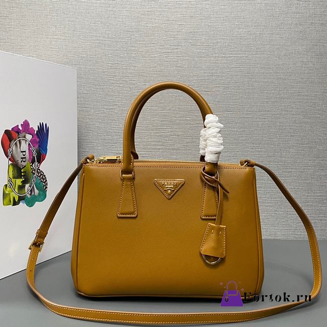 Fortok Prada Galleria Saffiano Leather Bag Brown 1BA863 28×20×12cm - 1
