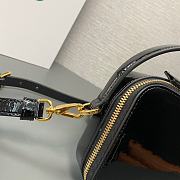 Fortok Prada Black Patent Leather Top-Handle Bag 1BH206 17.5x10.5x4.5cm - 6