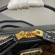 Fortok Prada Black Patent Leather Top-Handle Bag 1BH206 17.5x10.5x4.5cm - 4