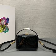 Fortok Prada Black Patent Leather Top-Handle Bag 1BH206 17.5x10.5x4.5cm - 2