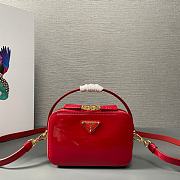 Fortok Prada Red Patent Leather Top-Handle Bag 1BH206 17.5x10.5x4.5cm - 1