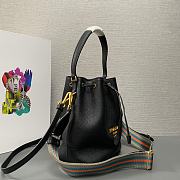 Fortok Prada Black Leather Bucket Bag 1BE018 21×25×15cm - 4