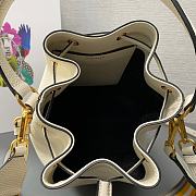 Fortok Prada White Leather Bucket Bag 1BE018 21×25×15cm - 6