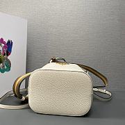 Fortok Prada White Leather Bucket Bag 1BE018 21×25×15cm - 3