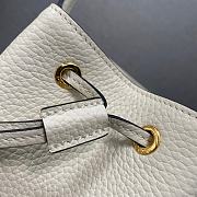 Fortok Prada White Leather Bucket Bag 1BE018 21×25×15cm - 2