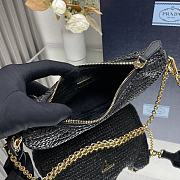 Fortok Prada Black Raffia and Leather Re-Edition 2005 Shoulder Bag 1BH204 23x16x7cm - 5