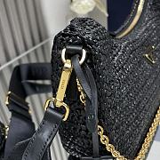 Fortok Prada Black Raffia and Leather Re-Edition 2005 Shoulder Bag 1BH204 23x16x7cm - 4