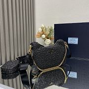 Fortok Prada Black Raffia and Leather Re-Edition 2005 Shoulder Bag 1BH204 23x16x7cm - 2