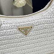 Fortok Prada White Raffia and Leather Re-Edition 2005 Shoulder Bag 1BH204 23x16x7cm - 5