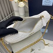 Fortok Prada White Raffia and Leather Re-Edition 2005 Shoulder Bag 1BH204 23x16x7cm - 4