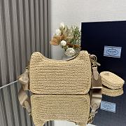 Fortok Prada Beige Raffia and Leather Re-Edition 2005 Shoulder Bag 1BH204 23x16x7cm - 4