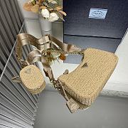 Fortok Prada Beige Raffia and Leather Re-Edition 2005 Shoulder Bag 1BH204 23x16x7cm - 3