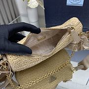 Fortok Prada Beige Raffia and Leather Re-Edition 2005 Shoulder Bag 1BH204 23x16x7cm - 2