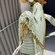 Fortok Prada Green Mint Raffia and Leather Re-Edition 2005 Shoulder Bag 1BH204 23x16x7cm - 6