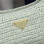 Fortok Prada Green Mint Raffia and Leather Re-Edition 2005 Shoulder Bag 1BH204 23x16x7cm - 4