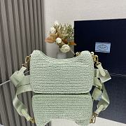 Fortok Prada Green Mint Raffia and Leather Re-Edition 2005 Shoulder Bag 1BH204 23x16x7cm - 2