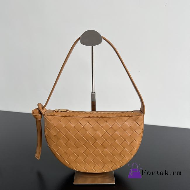 Fortok Bottega Veneta Sunrise Brown Leather Shoulder Bag 23x15x4cm - 1