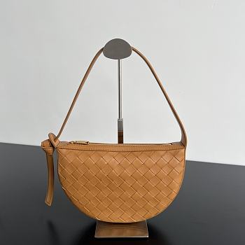 Fortok Bottega Veneta Sunrise Brown Leather Shoulder Bag 23x15x4cm