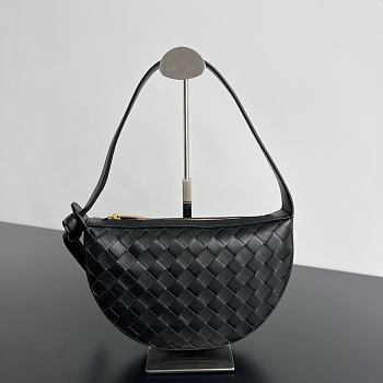 Fortok Bottega Veneta Sunrise Black Leather Shoulder Bag 23x15x4cm