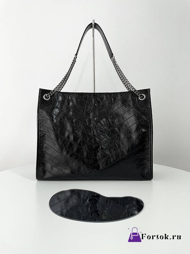Fortok Saint Laurent Niki Crinkled Effect Tote Bag Black 577998 39x31.5x12.5cm - 1