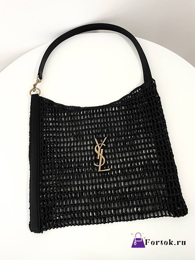 Fortok Saint Laurent Black Oxalis Logo Plaque Shoulder Bag 781289 37x40x3cm - 1