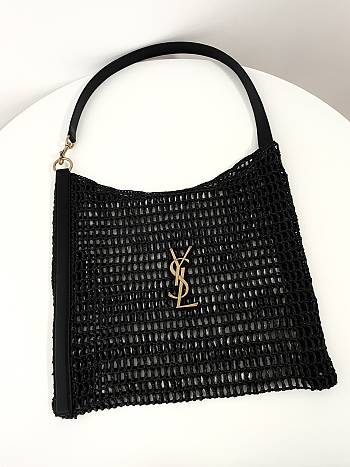 Fortok Saint Laurent Black Oxalis Logo Plaque Shoulder Bag 781289 37x40x3cm