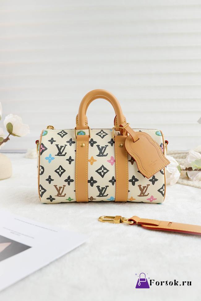 Fortok Louis Vuitton Keepall Bandoulière 25 Bag White Monogram Craggy Coated Canvas M24848 - 1