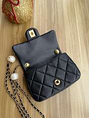 Fortok Chanel Mini Flap Bag Lambskin, Imitation Pearls & Gold-Tone Metal Black 11.5×17×5cm  - 2