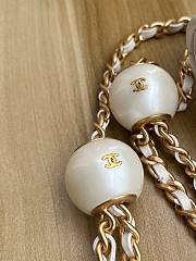 Fortok Chanel Mini Flap Bag Lambskin, Imitation Pearls & Gold-Tone Metal White 11.5×17×5cm - 5