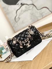 Fortok Chanel Lambskin Quilted Mini Coco Charms Rectangular Flap Black 20cm - 1