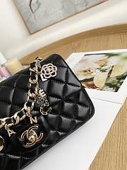 Fortok Chanel Lambskin Quilted Mini Coco Charms Rectangular Flap Black 20cm - 6
