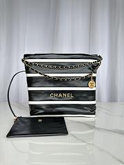 Fortok Chanel 22 Handbag Shiny Calfskin, Calfskin & Gold-Tone Metal Black & White 35×37×7cm - 1