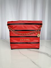 Fortok Chanel 22 Handbag Shiny Calfskin, Calfskin & Gold-Tone Metal Red & Black 35×37×7cm - 1