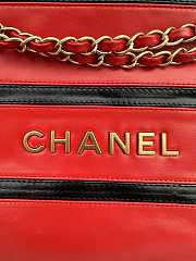 Fortok Chanel 22 Handbag Shiny Calfskin, Calfskin & Gold-Tone Metal Red & Black 35×37×7cm - 5