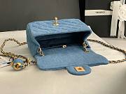 Fortok Chanel Flap Bag Pearl Crush Denim 18x13x7cm - 5