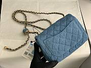 Fortok Chanel Flap Bag Pearl Crush Denim 18x13x7cm - 3