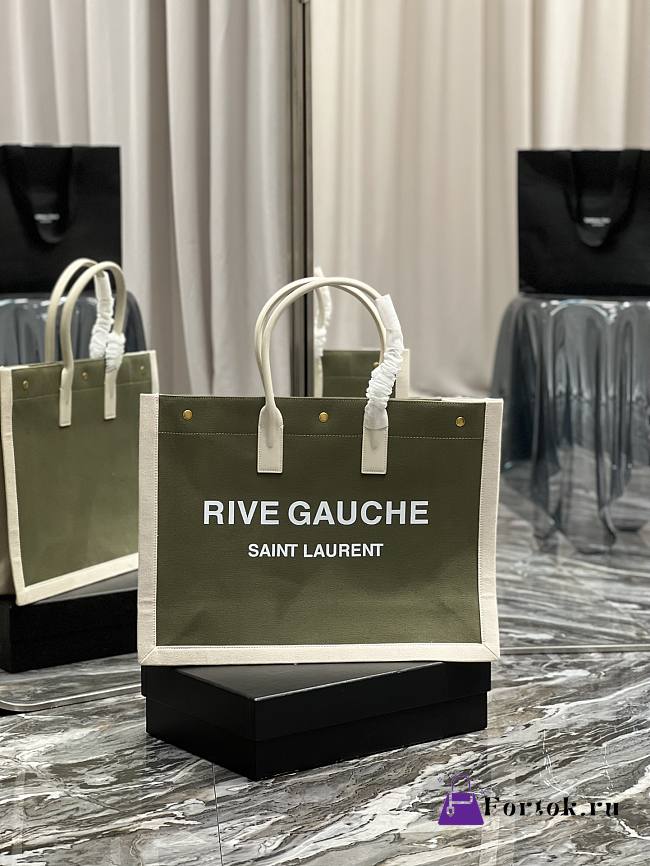 Fortok Saint Laurent Rive Gauche Tote Bag Green 509415 48x36x16cm - 1